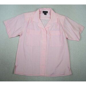 DAVID MATTHEW - WOMEN'S LIGHT PINK SHORT SLEEVE SILKY TEXTURED BLOUSE - SIZE 6